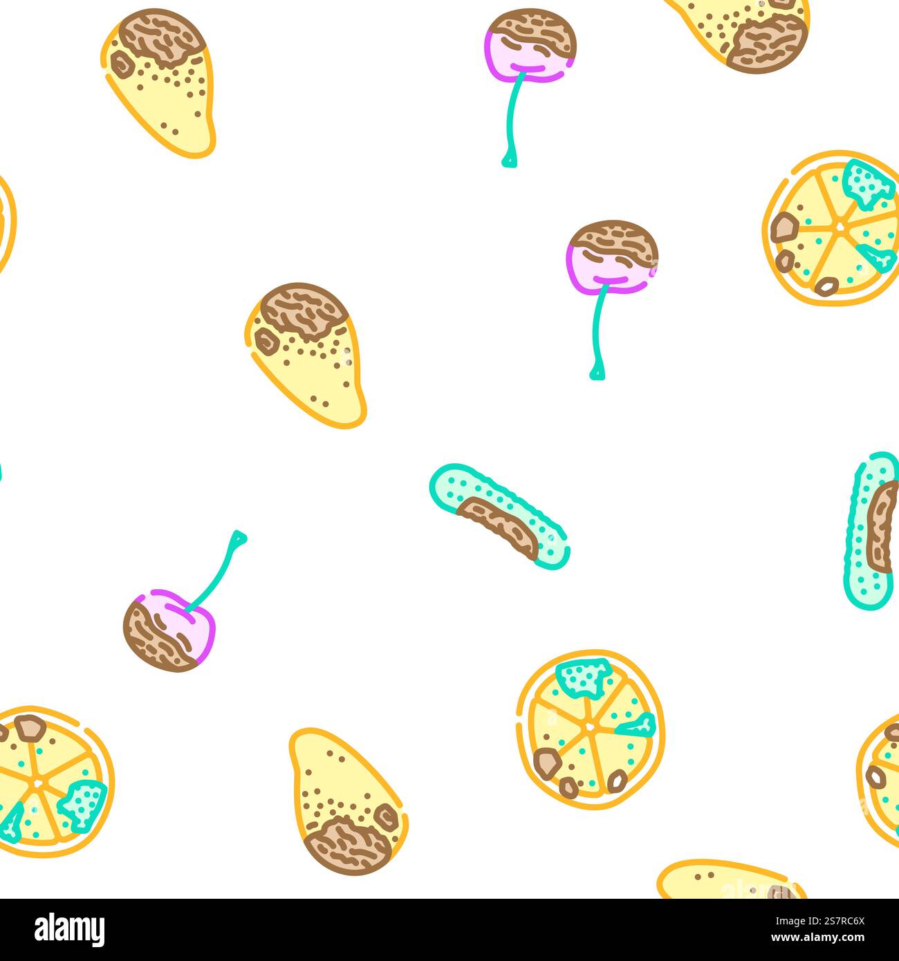 illustrazione a linee sottili del vettore dei rifiuti alimentari. vettore di pattern senza cuciture per rifiuti alimentari marcire Illustrazione Vettoriale