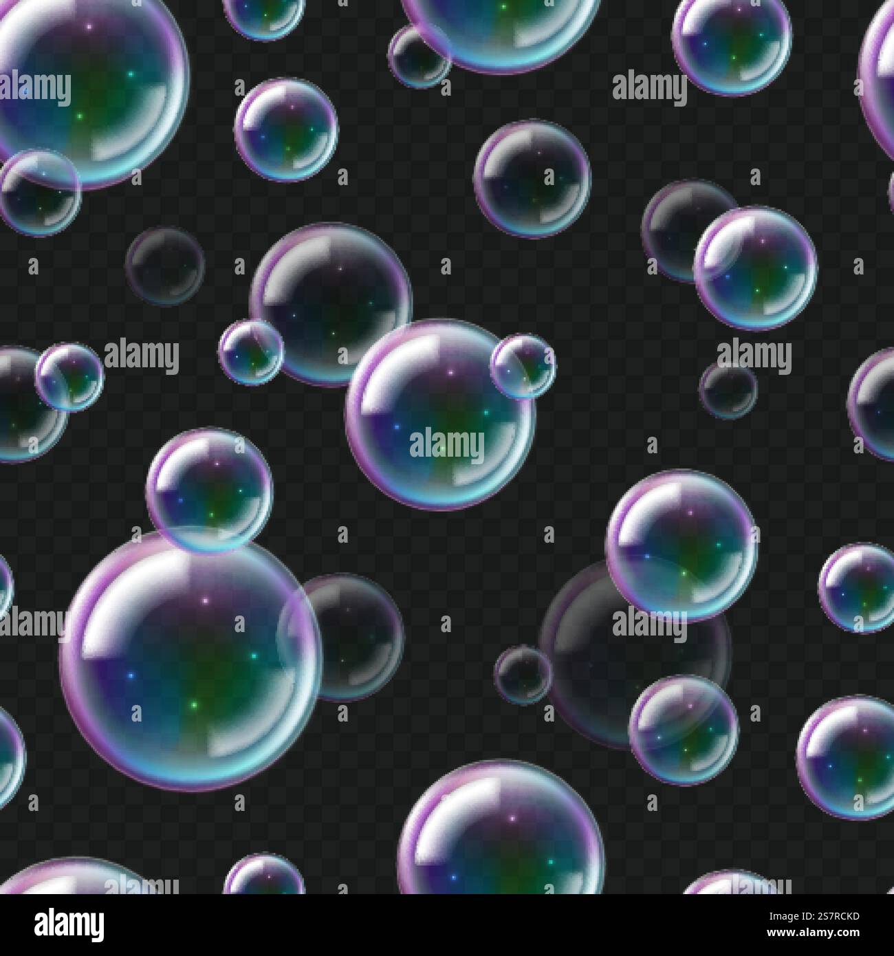 Schema realistico delle bolle di sapone. Consistenza 3D senza cuciture di schiuma volante. Sfere d'aria subacquee su sfondo trasparente. Shampoo sfere arcobaleno con sfumatura di colore e riflesso. Sfondo lucido vettoriale. Schema realistico delle bolle di sapone. Consistenza 3D senza cuciture di schiuma volante. Sfere d'aria subacquee su sfondo trasparente. Shampoo sferiche con sfumatura e riflesso. Sfondo lucido vettoriale Illustrazione Vettoriale