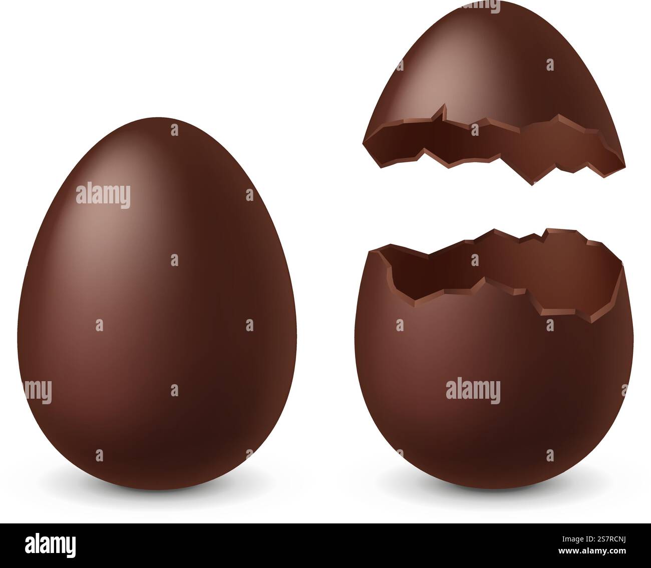 Uovo di pollo al cioccolato. Dessert a forma di sfere intere e rotte. Pasticceria realistica. Regalo per le vacanze per i bambini. Set di dolci isolati. Delizioso spuntino vuoto per i bambini Vector con sorpresa. Uovo di pollo al cioccolato. Dessert a forma di sfere intere e rotte. Pasticceria realistica. Regalo gustoso per i bambini. Set di piatti dolci. Delizioso spuntino vuoto per i bambini Vector con sorpresa Illustrazione Vettoriale