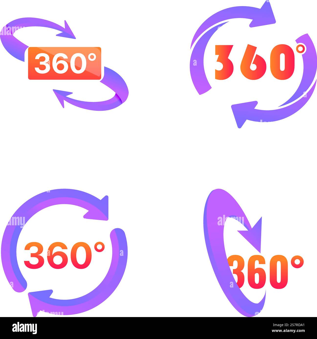 Le icone di grado 360 impostano il vettore dei cartoni animati. Rotazione trecentosessanta gradi. Panorama. Le icone di grado 360 impostano il vettore dei cartoni animati. Rotazione trecentosessanta gradi Illustrazione Vettoriale