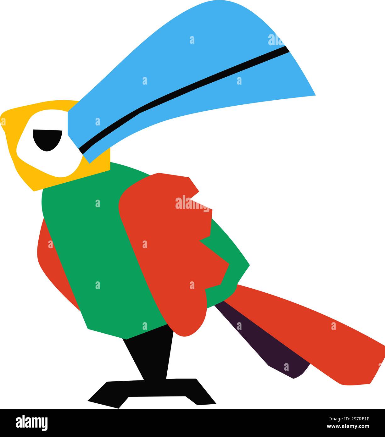 Artigianato cartaceo del toucan. Opera d'arte dei bambini di frutta che mangiano uccello dell'America tropicale con grandi becchi dalle pareti sottili. Emoji o emoticon, adesivi o personaggi disegnati dai bambini. Vettore in stile piatto. I bambini di Toucan disegnano uccelli tropicali estivi Illustrazione Vettoriale