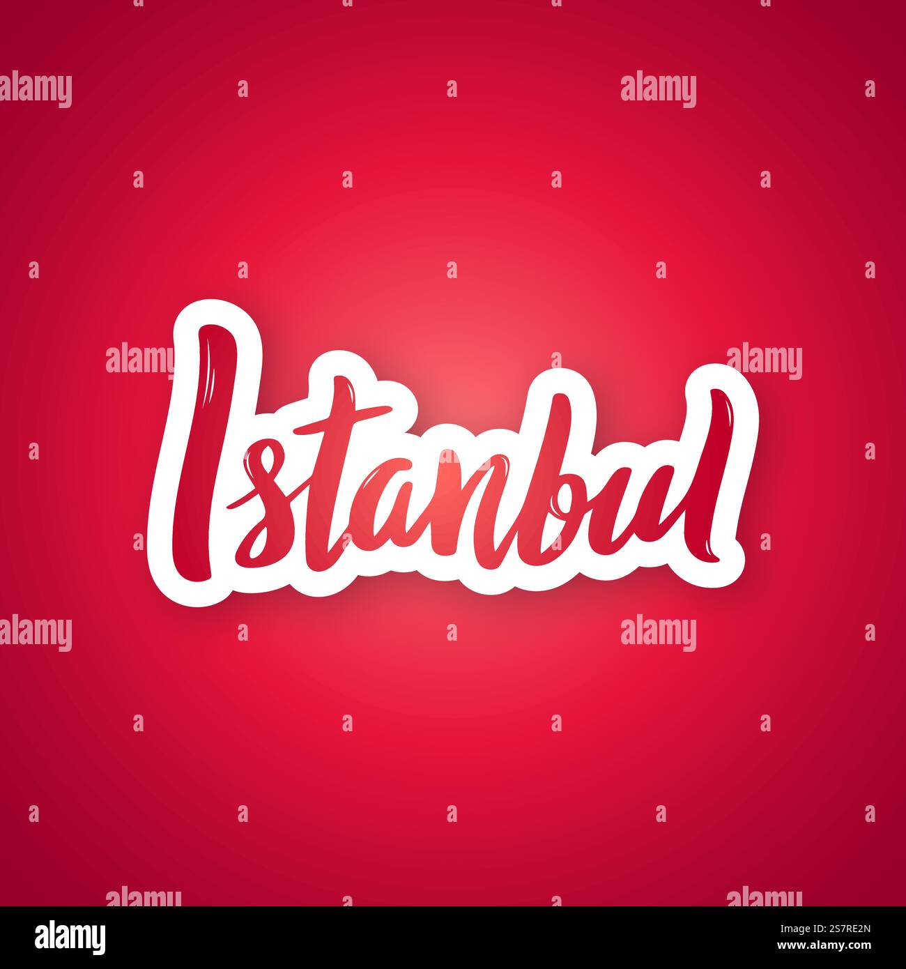 Istanbul - frase scritta a mano. Adesivo con scritte in stile carta tagliata. Illustrazione vettoriale. Illustrazione Vettoriale
