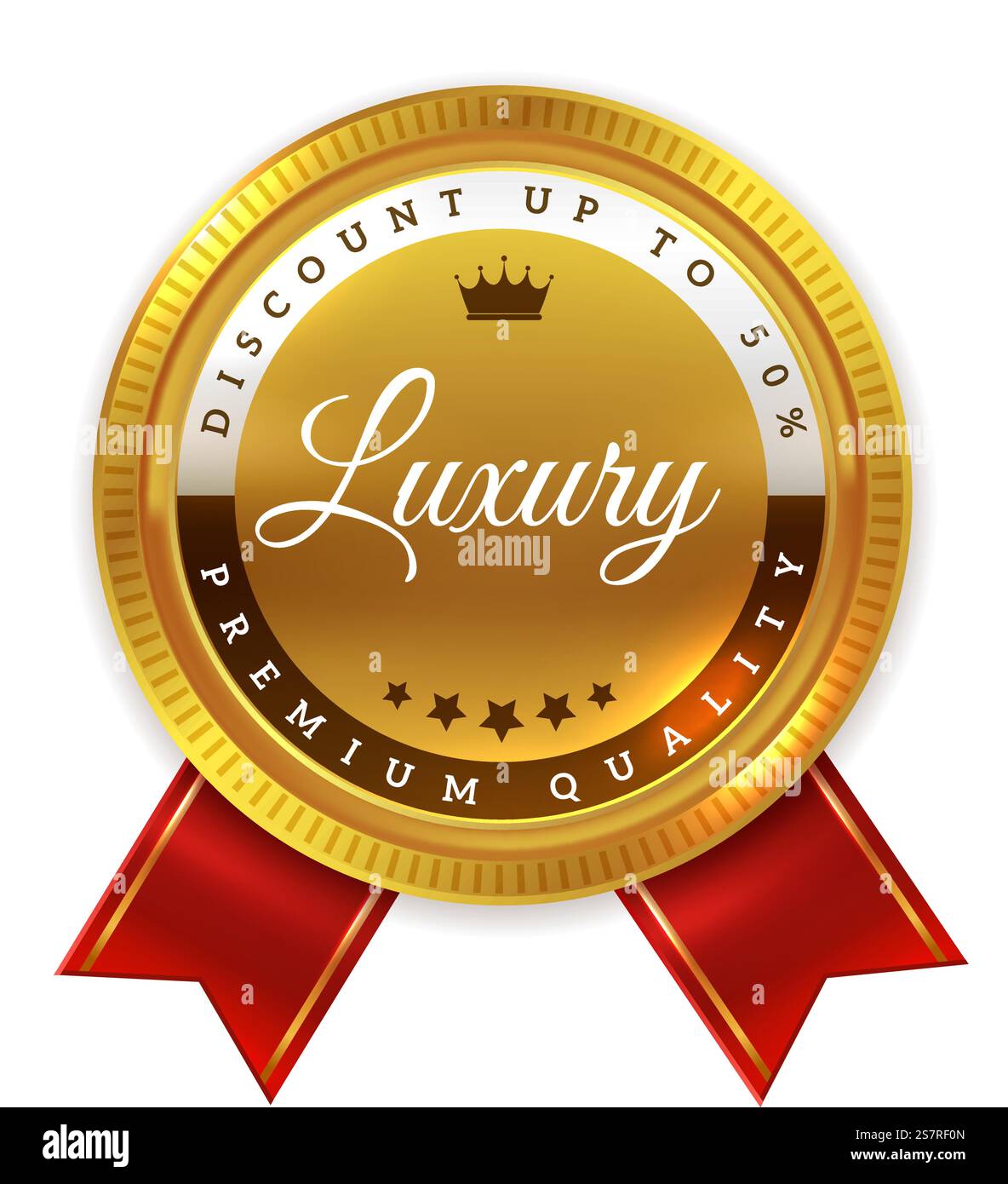 Cartello prodotto di lusso. Medaglia d'oro. Distintivo Quality Award isolato su sfondo bianco. Cartello prodotto di lusso. Medaglia d'oro. Logo Quality Award Illustrazione Vettoriale