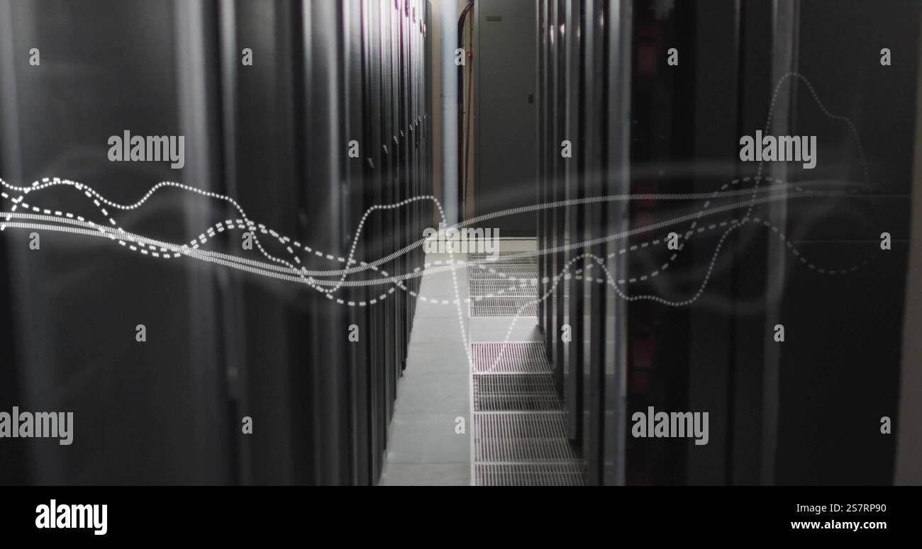 Immagine dell'elaborazione dei dati digitali su server di computer Foto Stock