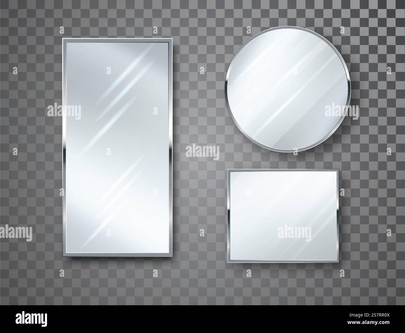 Specchi isolati con riflessi sfocati. Cornici a specchio o decorazioni a specchio illustrazione vettoriale degli interni. Specchi isolati con riflessi sfocati. Cornici a specchio o decorazioni a specchio illustrazione vettoriale degli interni Illustrazione Vettoriale