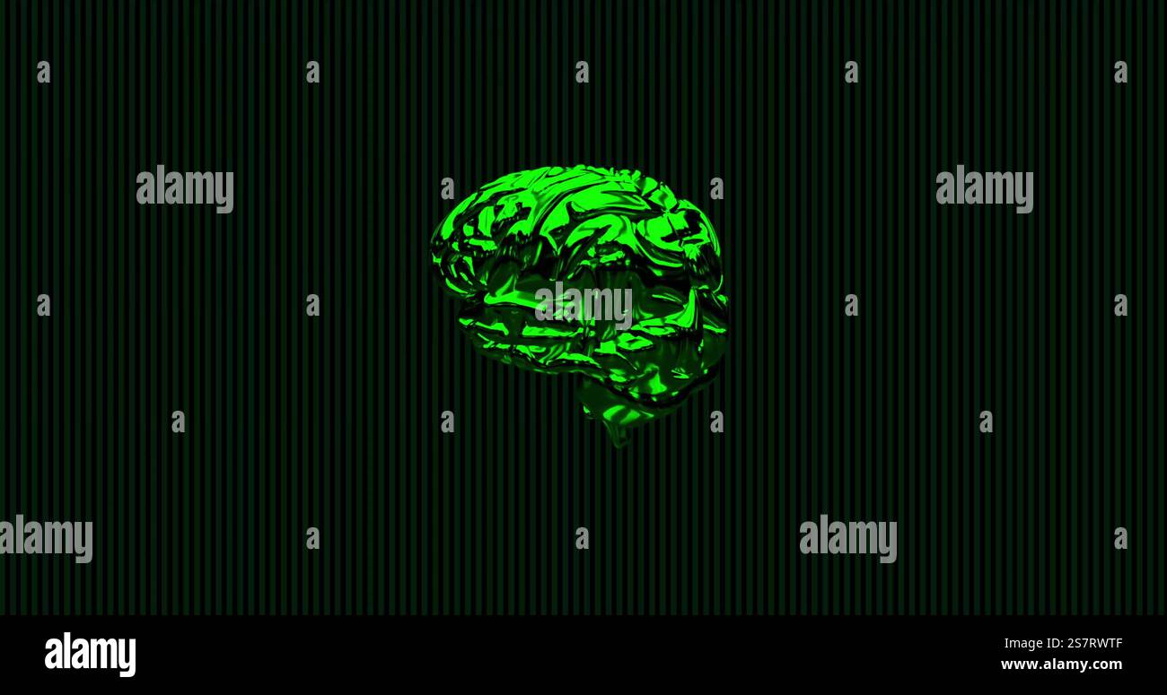 Immagine della codifica binaria sul cervello che gira Foto Stock