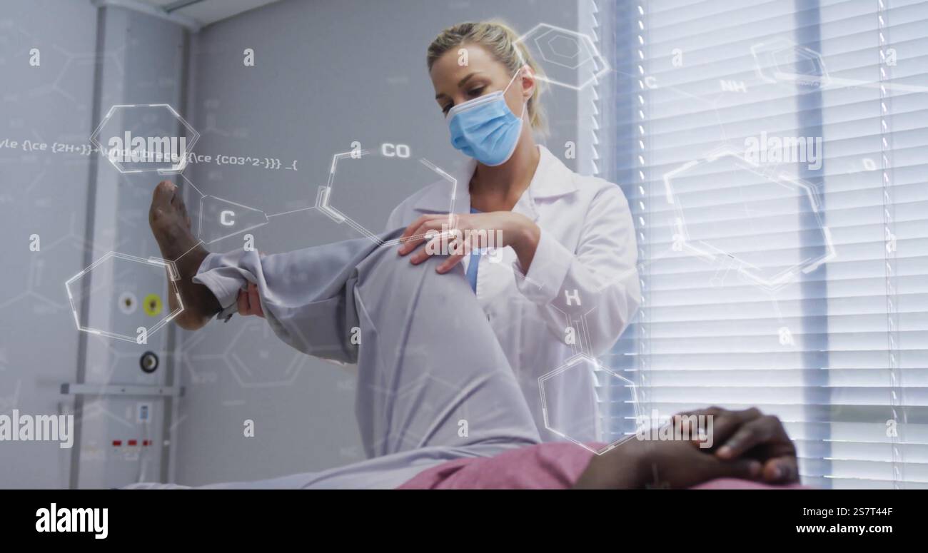 Immagine della formula chimica su diverse donne e pazienti maschi Foto Stock