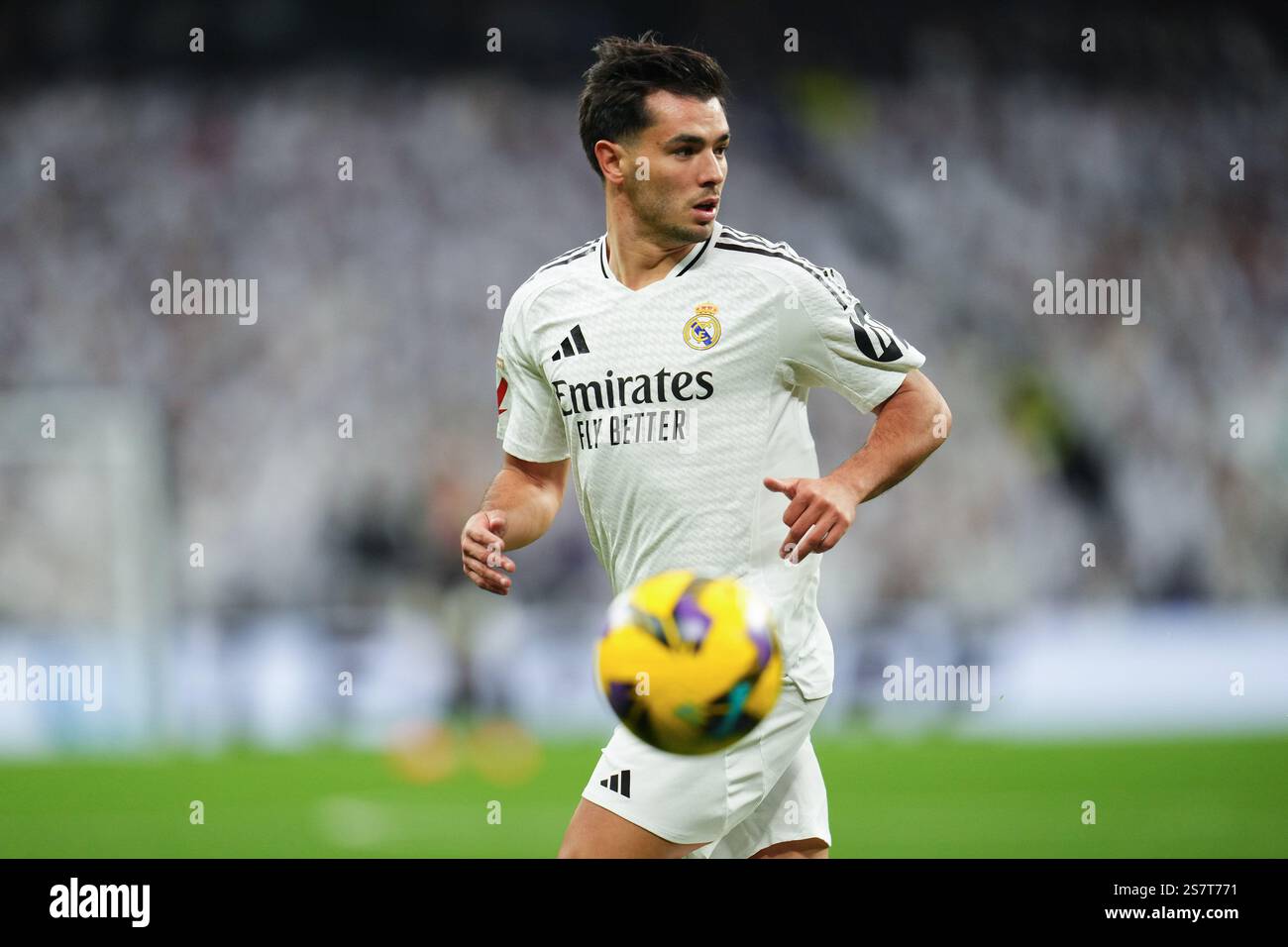 Madrid, Spagna. 20 gennaio 2025. Brahim Diaz del Real Madrid durante la partita della Liga EA Sports tra Real Madrid e UD Las Palmas giocata allo stadio Santiago Bernabeu il 19 gennaio 2025 a Madrid, Spagna. (Foto di Bagu Blanco/PRESSINPHOTO) credito: PRESSINPHOTO SPORTS AGENCY/Alamy Live News Foto Stock
