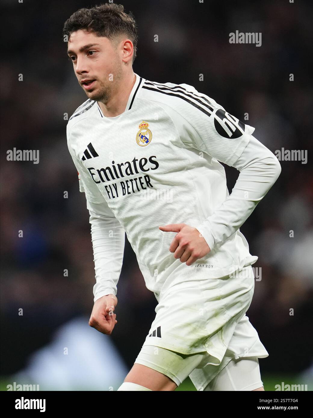 Madrid, Spagna. 20 gennaio 2025. Fede Valverde del Real Madrid durante la partita della Liga EA Sports tra Real Madrid e UD Las Palmas giocata allo stadio Santiago Bernabeu il 19 gennaio 2025 a Madrid, Spagna. (Foto di Bagu Blanco/PRESSINPHOTO) credito: PRESSINPHOTO SPORTS AGENCY/Alamy Live News Foto Stock