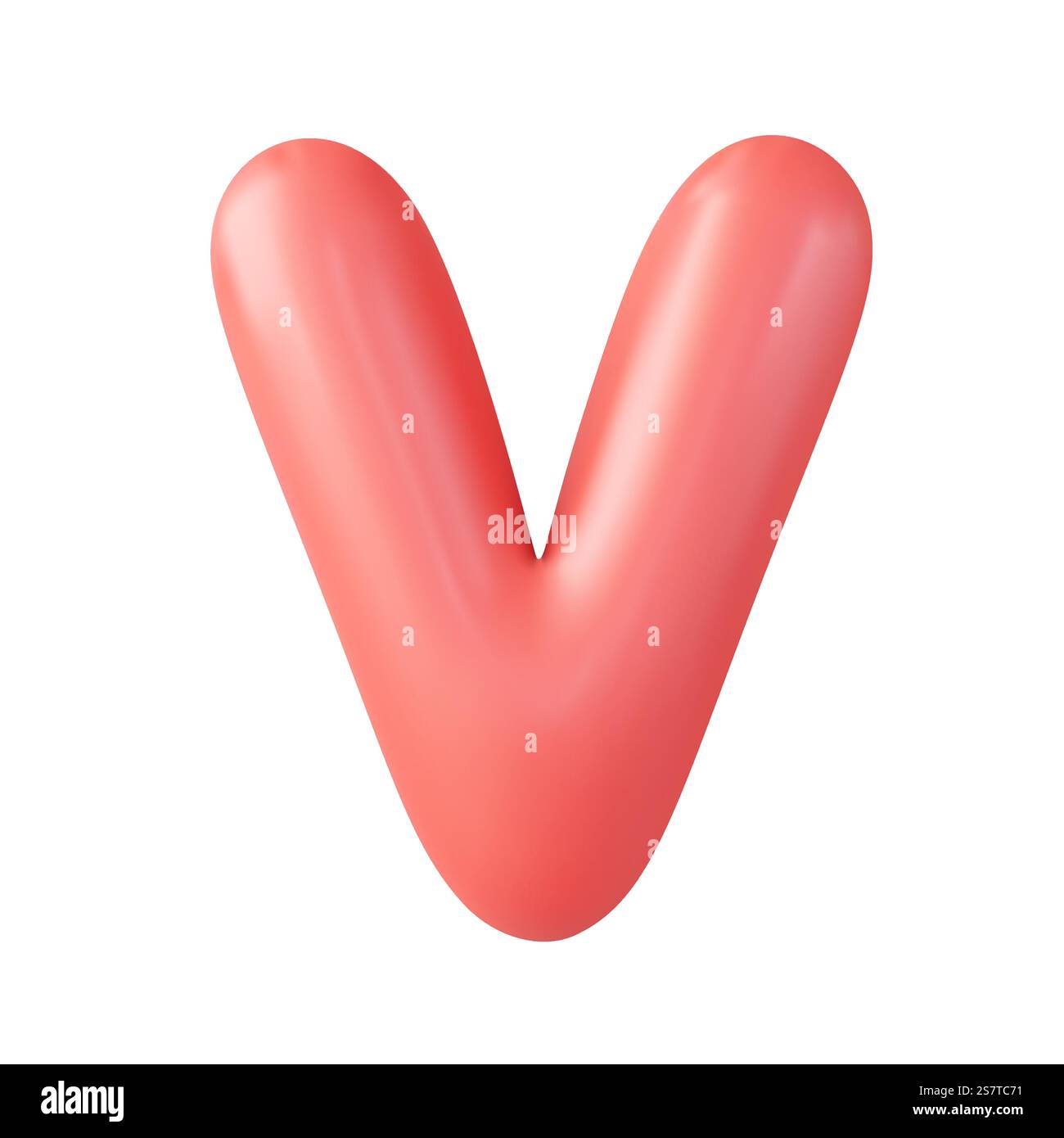 Design 3d lettera V maiuscola, realistico 3d in stile fumetto. Isolato su sfondo bianco. rendering 3d. Illustrazione vettoriale. Lettera V maiuscola 3d. Illustrazione Vettoriale