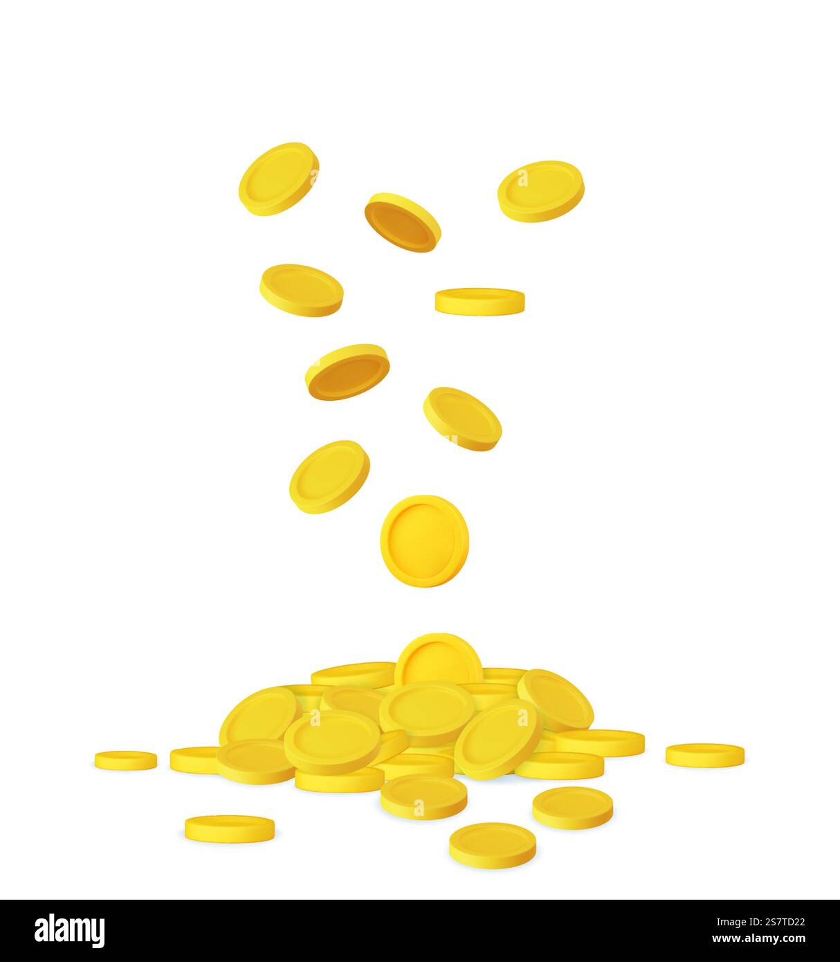 Icona pila 3D di monete d'oro. Segno di denaro dorato vuoto. Crescita, reddito, risparmio, investimenti. Simbolo di ricchezza. Successo aziendale. rendering 3d. Illustrazione vettoriale. Icona pila 3D di monete d'oro Illustrazione Vettoriale