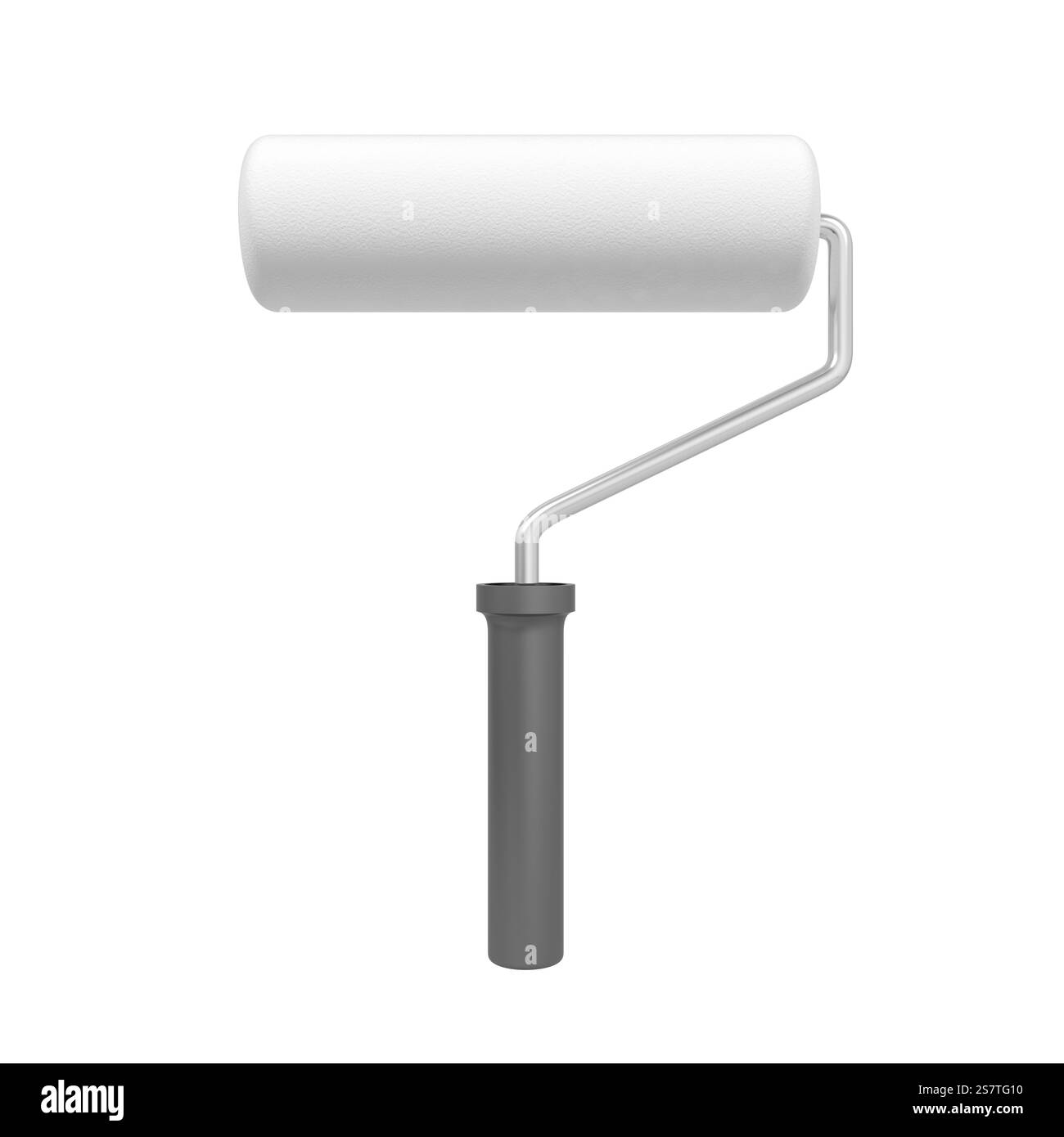 Rullo per pittura isolato su sfondo bianco. Pulizia. illustrazione 3d. Foto Stock