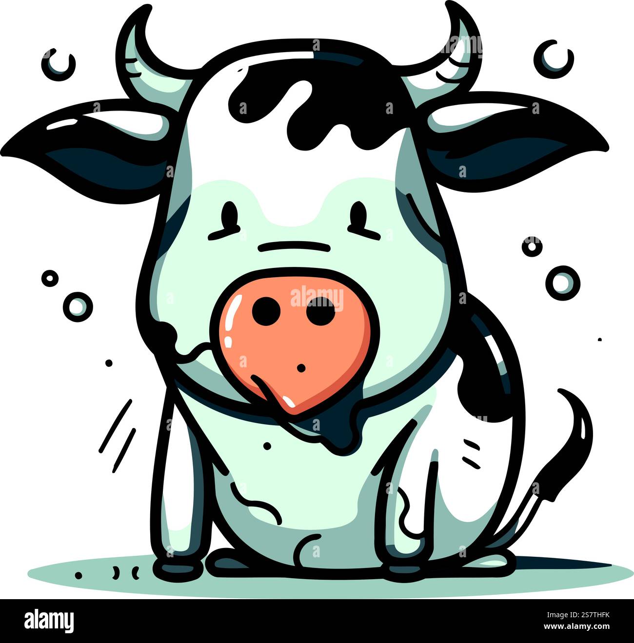 Immagine di una carina mucca da cartone animato. Illustrazione vettoriale. Illustrazione Vettoriale