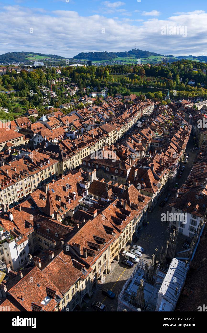 Città di Berna in Svizzera. Il paesaggio urbano della città vecchia di Berna, vista dall'alto. Foto Stock