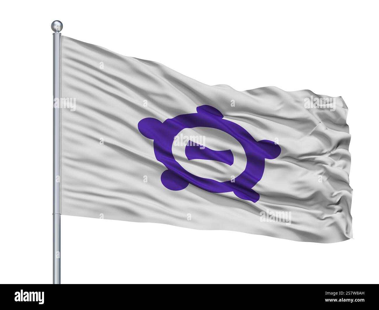 Ichinomiya City bandiera sul pennone, paese Giappone, nella prefettura di Aichi, isolato su sfondo bianco Foto Stock