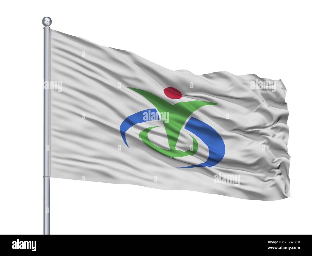 Città Honjo bandiera sul pennone, paese Giappone, nella prefettura di Saitama, isolato su sfondo bianco Foto Stock