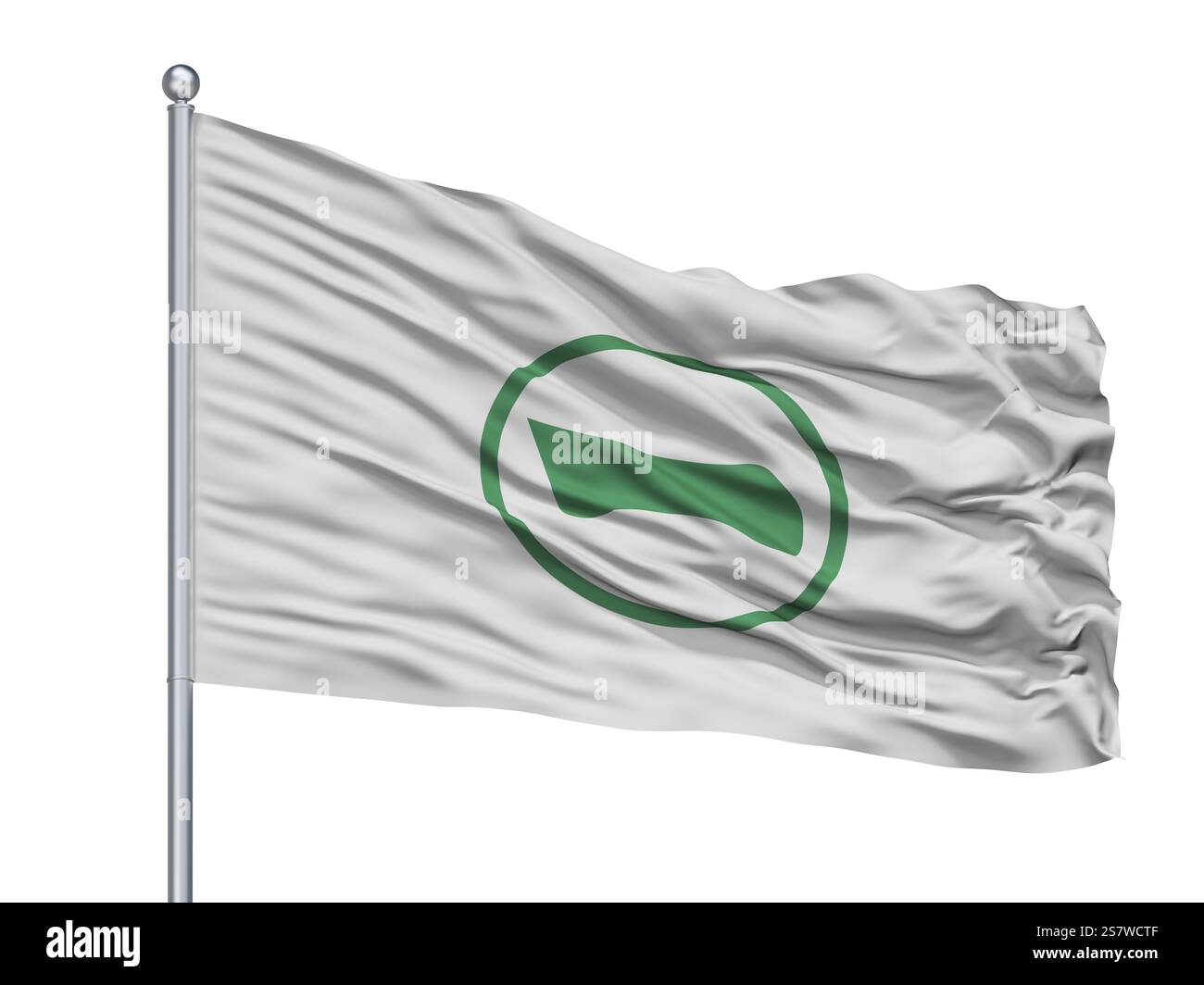 Inuyama City bandiera sul pennone, paese Giappone, nella prefettura di Aichi, isolato su sfondo bianco Foto Stock