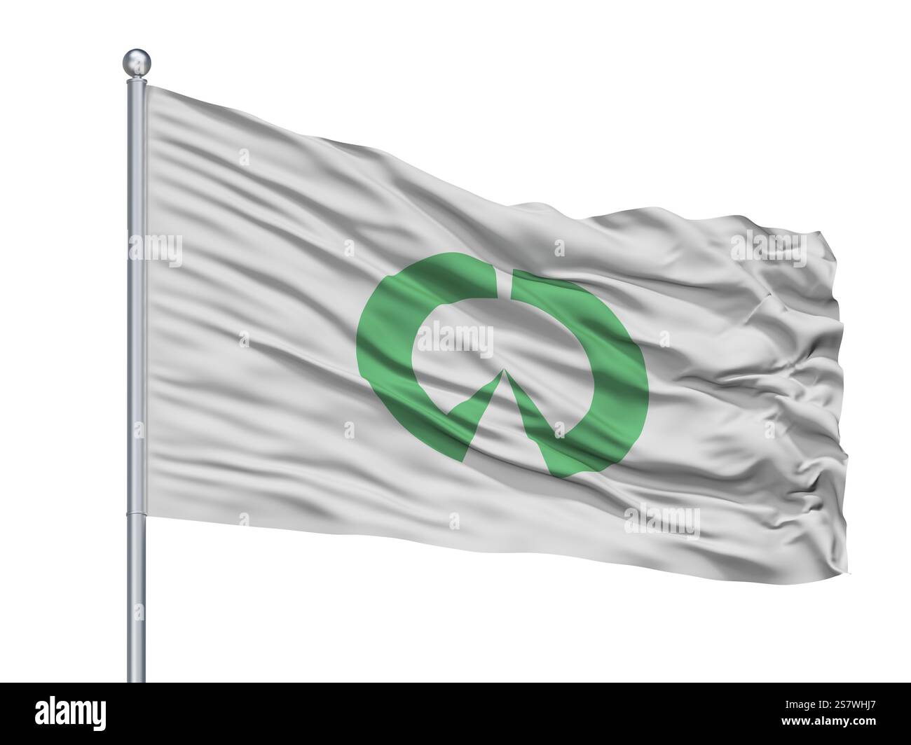 Città Inazawa bandiera sul pennone, paese Giappone, nella prefettura di Aichi, isolato su sfondo bianco Foto Stock