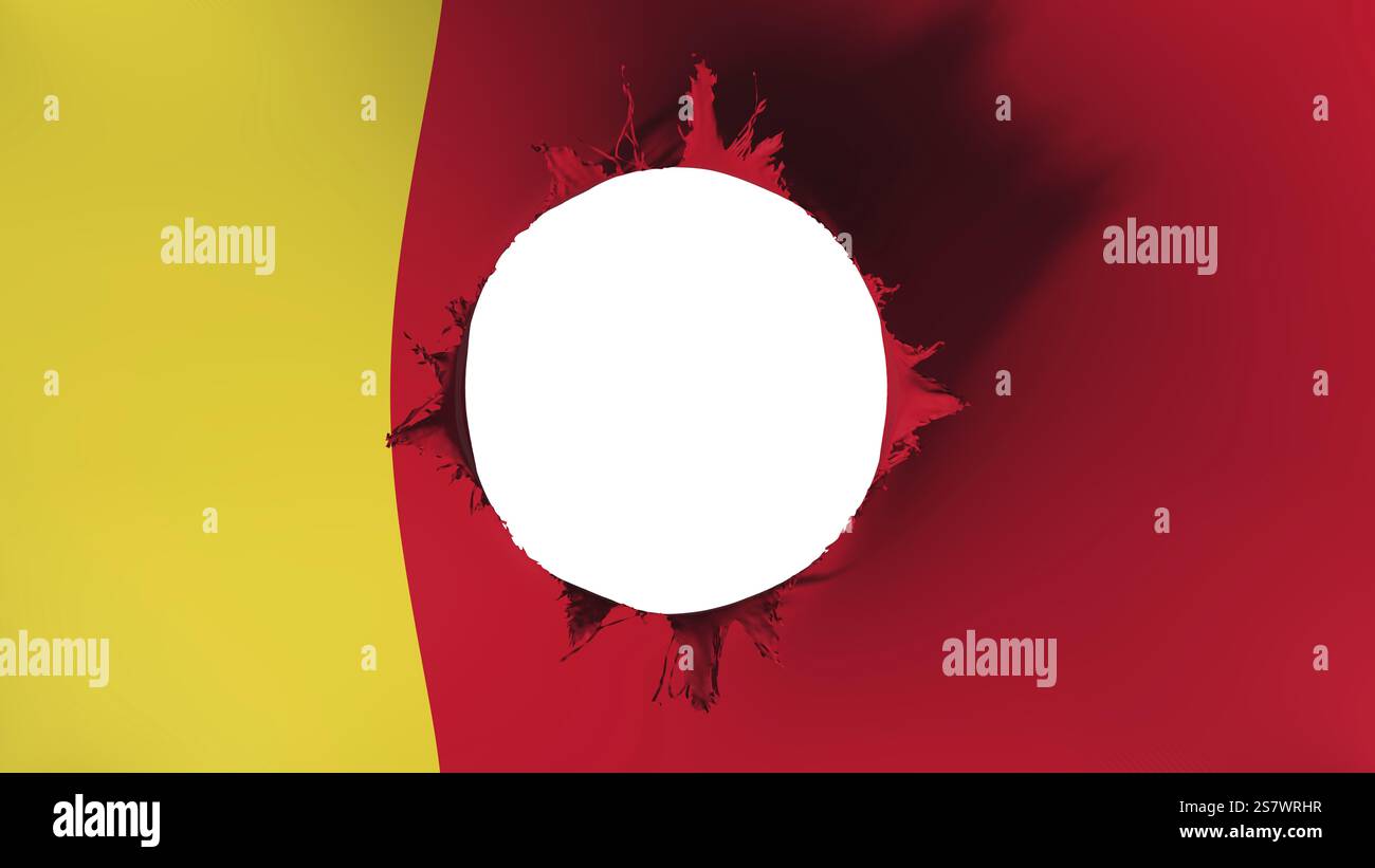 Moroni, capitale delle Isole Comore bandiera lacerata, sfondo bianco, rendering 3D Foto Stock