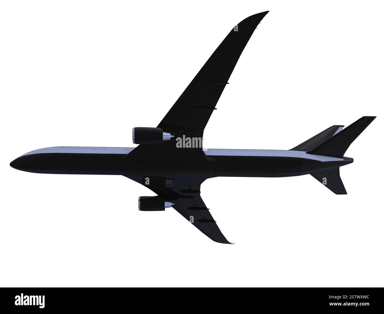 Aereo nero isolato su sfondo bianco Foto Stock
