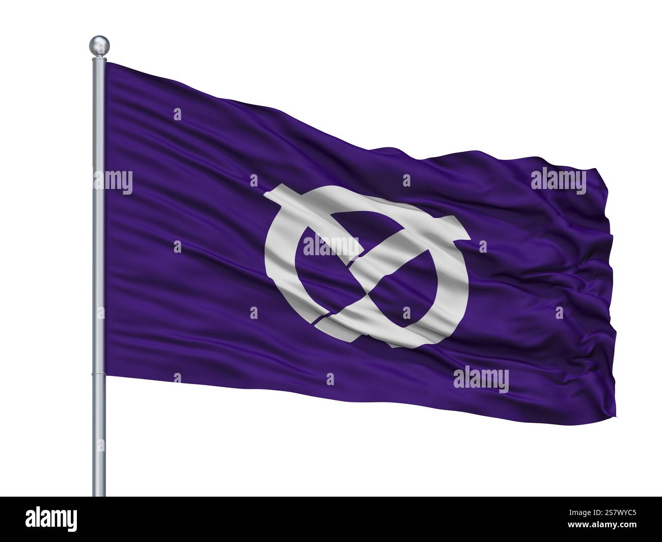 Asaka città bandiera sul pennone, paese Giappone, nella prefettura di Saitama, isolato su sfondo bianco Foto Stock