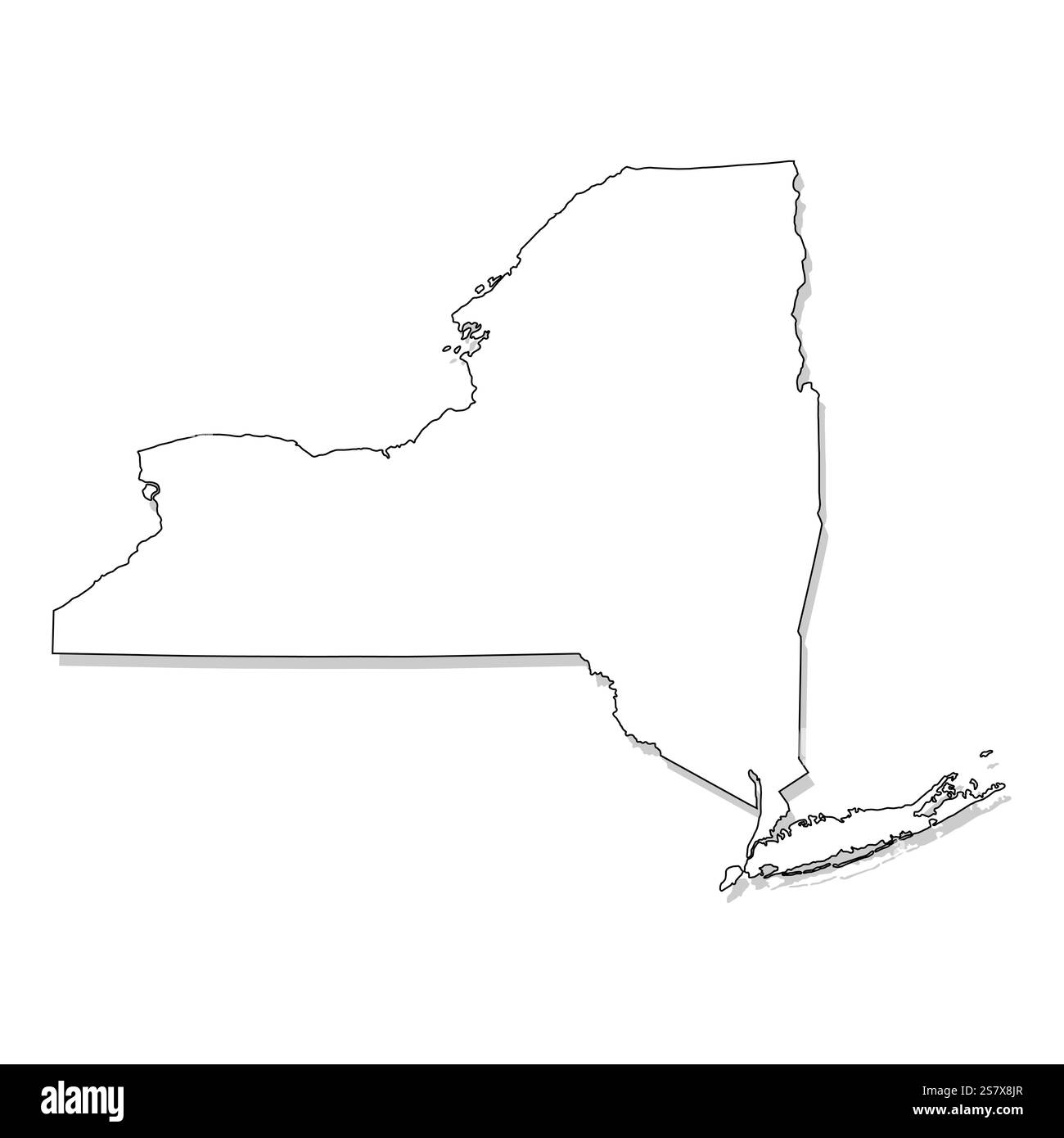 Linea della mappa dello stato di New York. Concetto bianco e nero. illustrazione vettoriale. Illustrazione Vettoriale