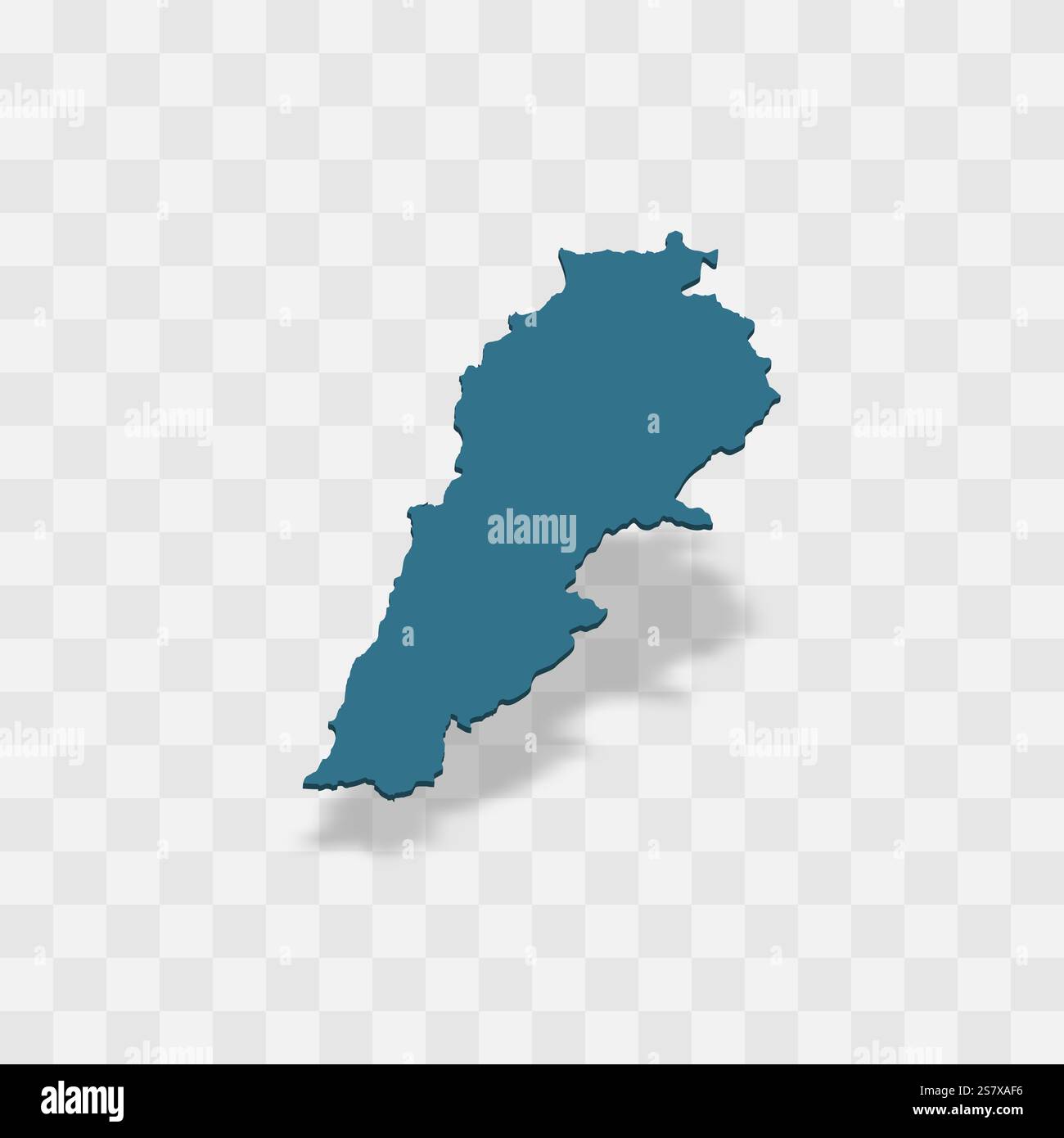 Libano rappresentazione vettoriale dettagliata della sagoma del paese. Mappa 3D su sfondo trasparente con ombra esterna. Per uso didattico, decorativo o informativo. Illustrazione Vettoriale