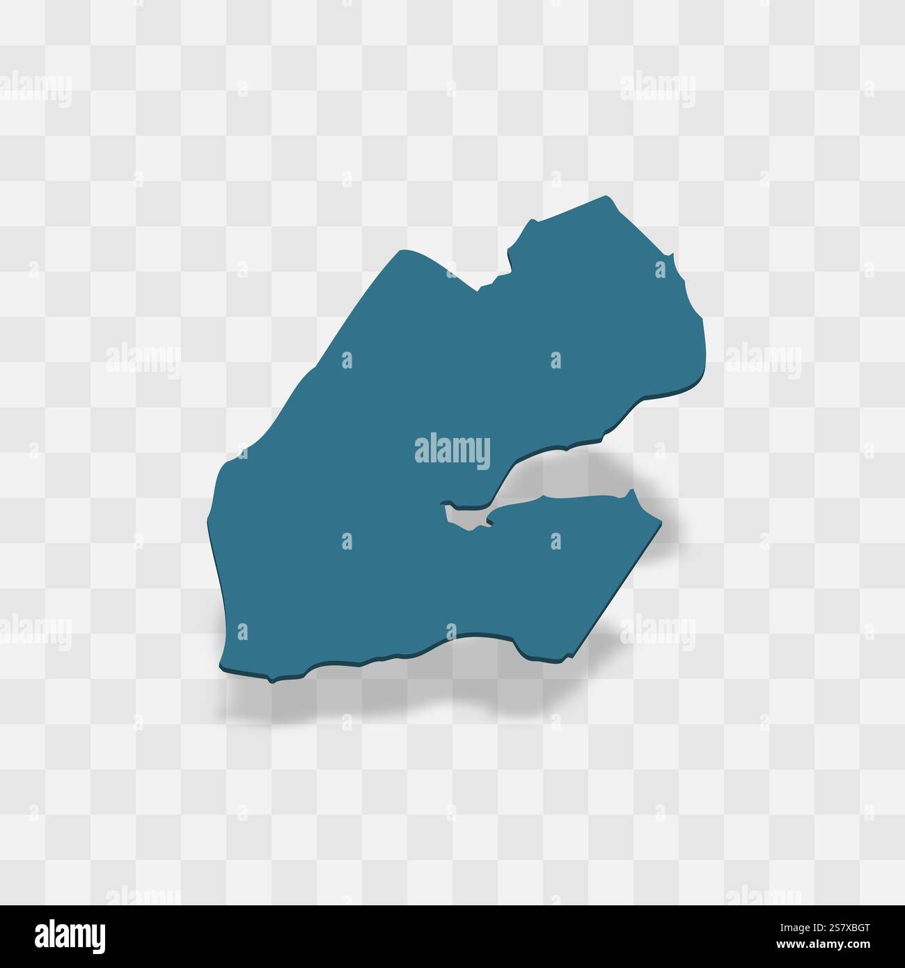 Gibuti rappresentazione vettoriale dettagliata della silhouette del paese. Mappa 3D su sfondo trasparente con ombra esterna. Per uso didattico, decorativo o informativo. Illustrazione Vettoriale