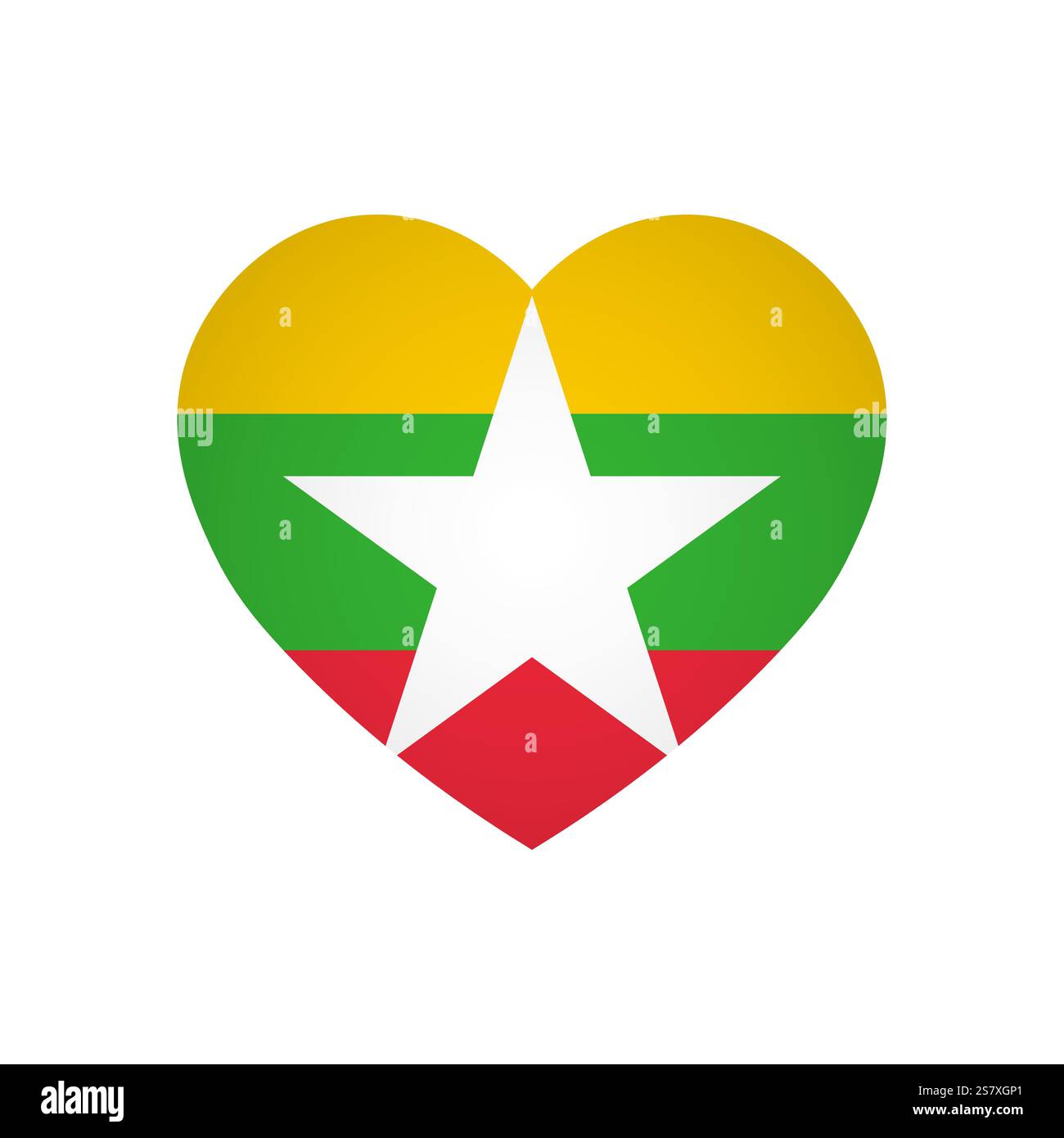 Myanmar flag - bandiera colorata rettangolare che rappresenta un'identità culturale e un patrimonio del paese. L'essenza dell'orgoglio nazionale e dell'unità. Attaccata dagli angoli di un album di carta Illustrazione Vettoriale