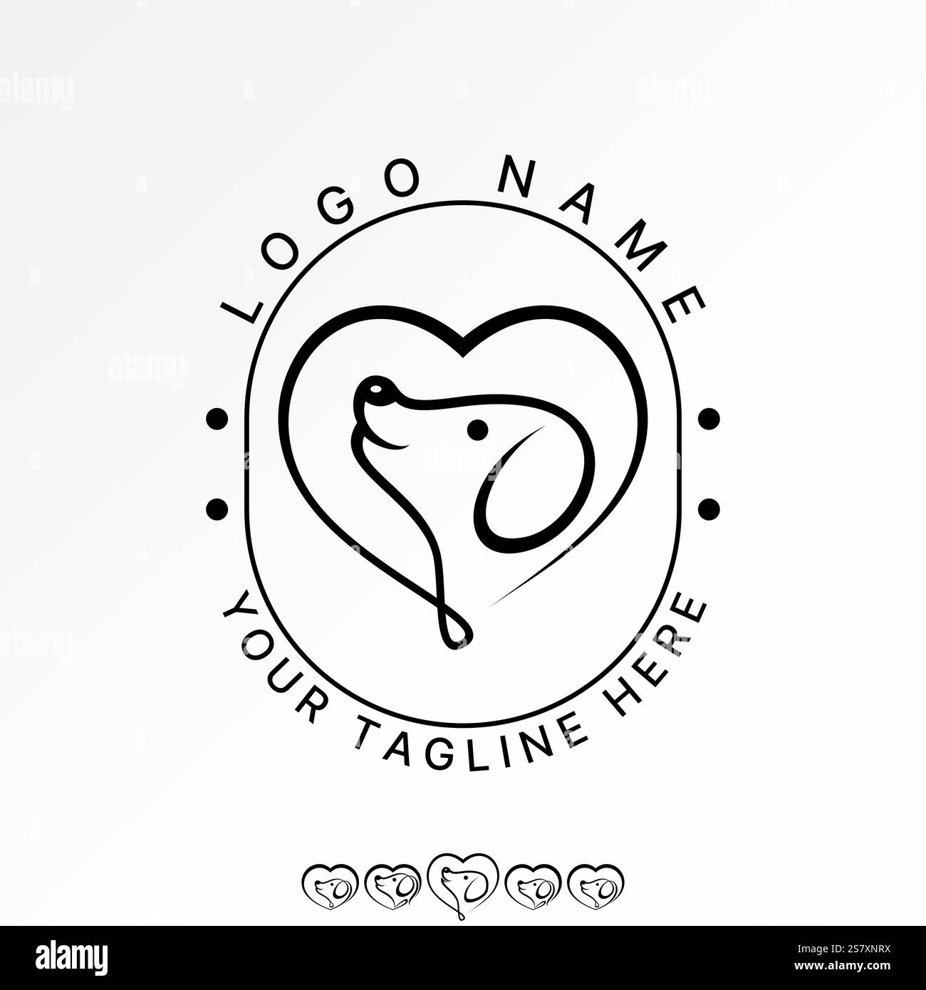 Design del logo concept grafico grafica grafica grafica vettoriale premium immagine grafica della testa del cane cucciolo di animali domestici cucciolo cucciolo cucciolo di cane cane cane cane cane zampa cartoni animati gatto Illustrazione Vettoriale