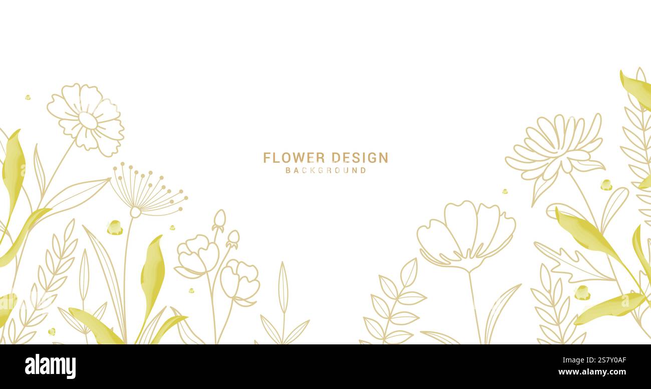 Design della clipart di sfondo dei fiori primaverili. Clip art di design per disegni floreali per lo sfondo di auguri, inviti e auguri. Vettore Illustrazione Vettoriale