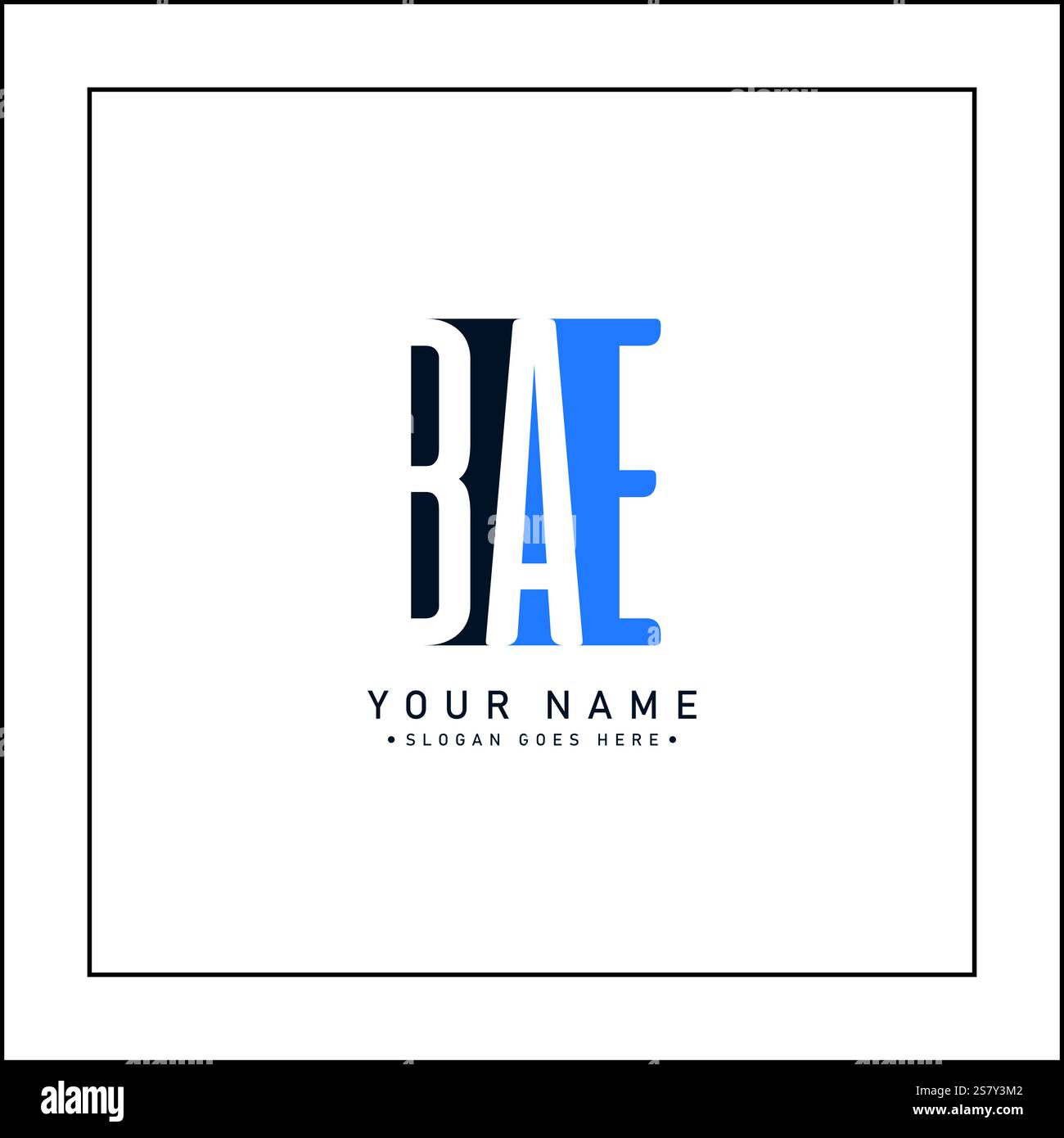 Logo commerciale minimo per Alphabet BAE - lettera iniziale B, A ed e Illustrazione Vettoriale