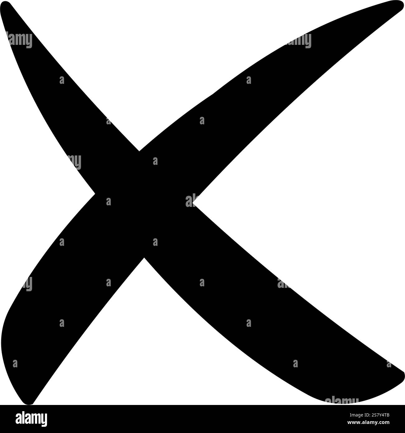 Croce nera, croce vettoriale disegnata a mano in colore nero, semplice simbolo x. Illustrazione Vettoriale