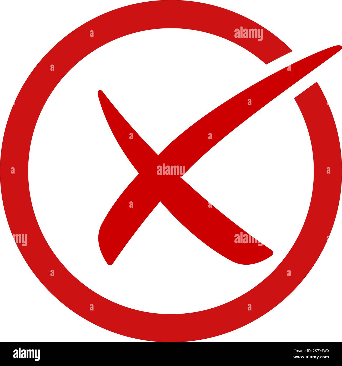 Croce rossa, forma del contorno del cerchio stile x disegnato a mano, segno del vettore a croce di colore rosso, simbolo x semplice nello stile del tratto del pennello Illustrazione Vettoriale