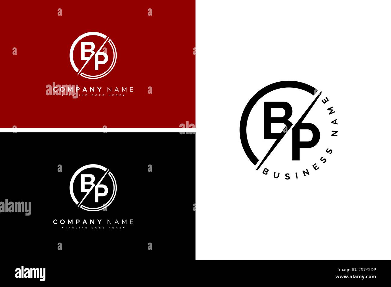 Monogramma creativo per logo BP iniziale - modello di logo vettoriale minimale per l'alfabeto B e P. Illustrazione Vettoriale