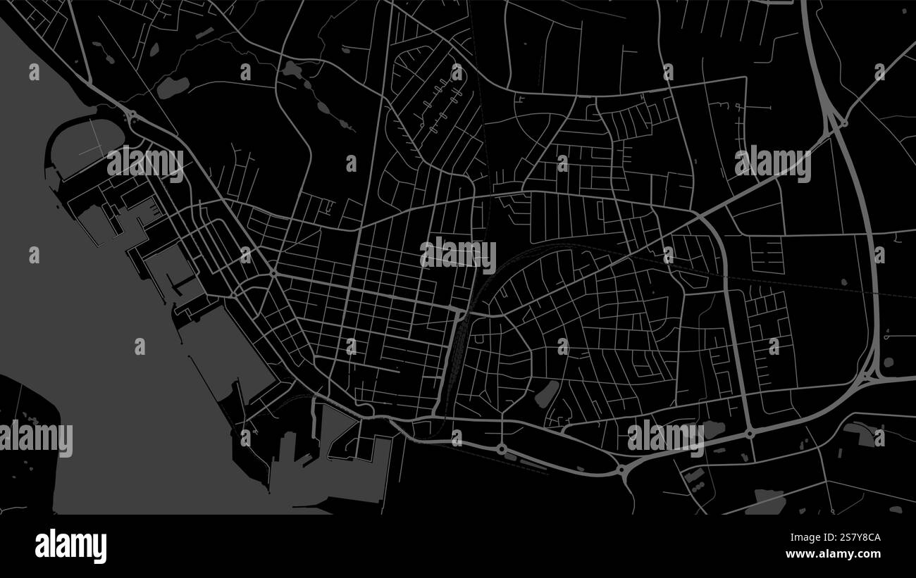 Mappa di Esbjerg, Danimarca. Mappa vettoriale dettagliata della città, area metropolitana. Mappa stradale in bianco e nero con strade e acqua. Illustrazione Vettoriale Mappa di Esbjerg, Danimarca. Mappa vettoriale dettagliata della città, area metropolitana. Mappa stradale in bianco e nero con strade e acqua. Illustrazione Vettoriale