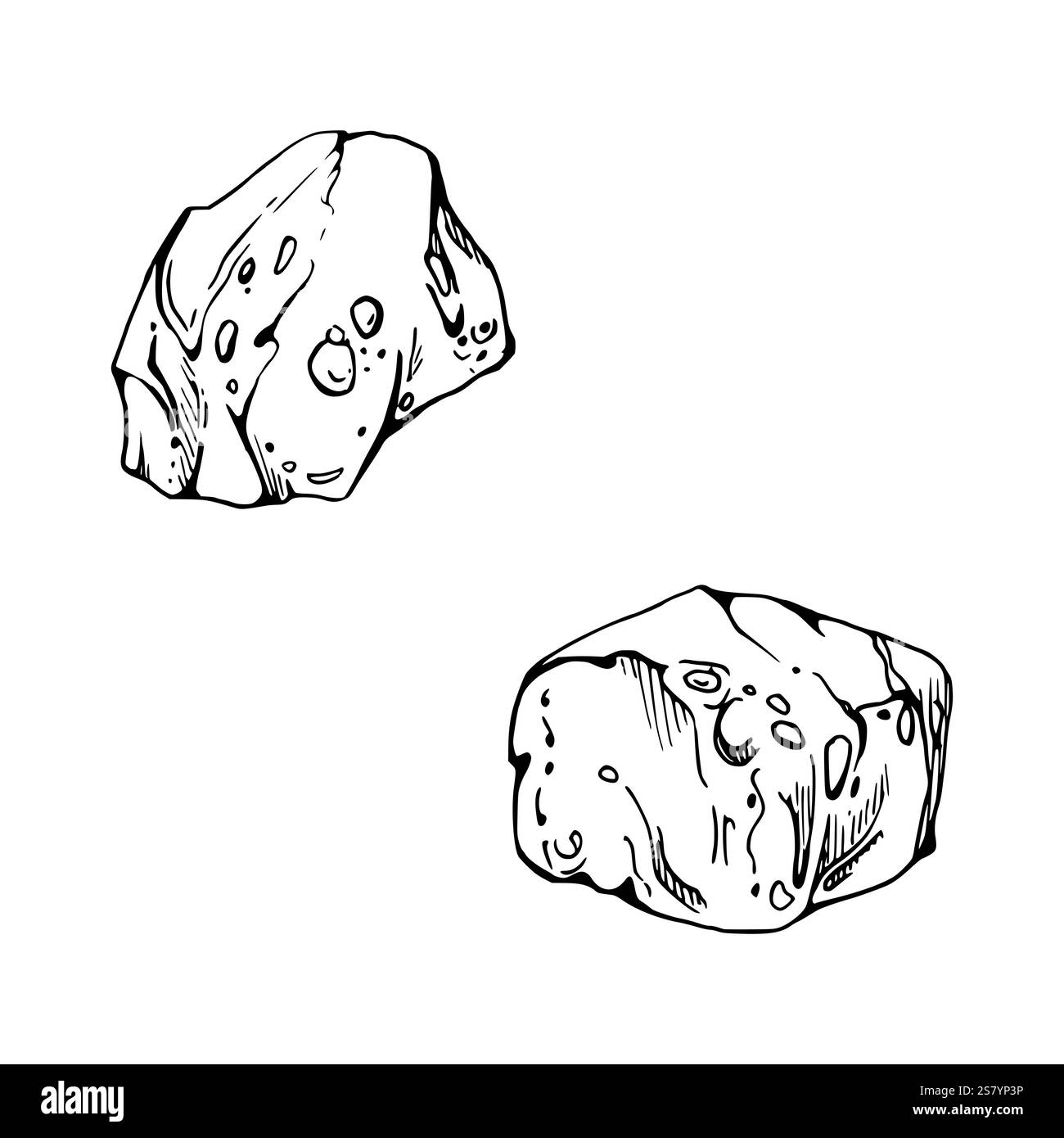 Cubetti di ghiaccio con increspature e bolle. Schizzo vettoriale disegnato a mano con inchiostro. Liquido congelato, trasparente. Illustrazione, oggetto singolo isolato su Illustrazione Vettoriale