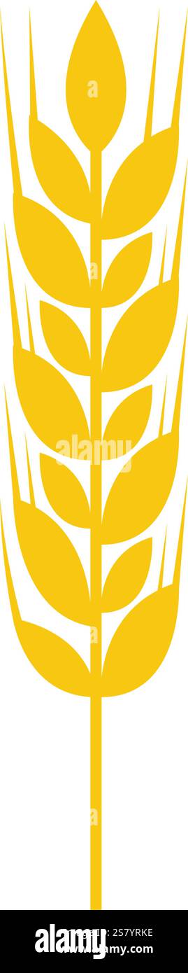 Disegno stilizzato di uno stelo di grano maturo, che rappresenta l'essenza dell'agricoltura e dell'agricoltura, evidenziando una sana alimentazione e la produzione essenziale di pane e pasta Illustrazione Vettoriale