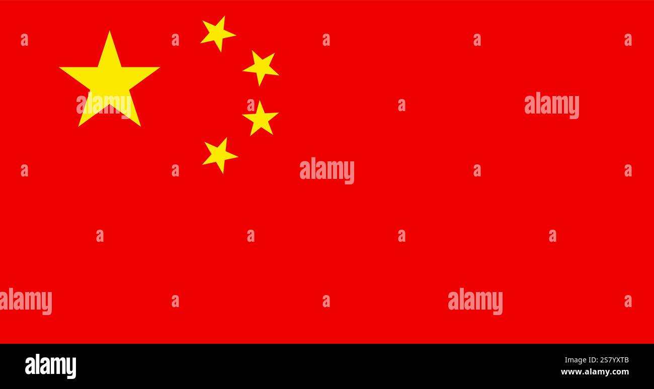 Vettore bandiera cinese - bandiera cinese ufficiale con colore originale e proporzioni di dimensioni Illustrazione Vettoriale