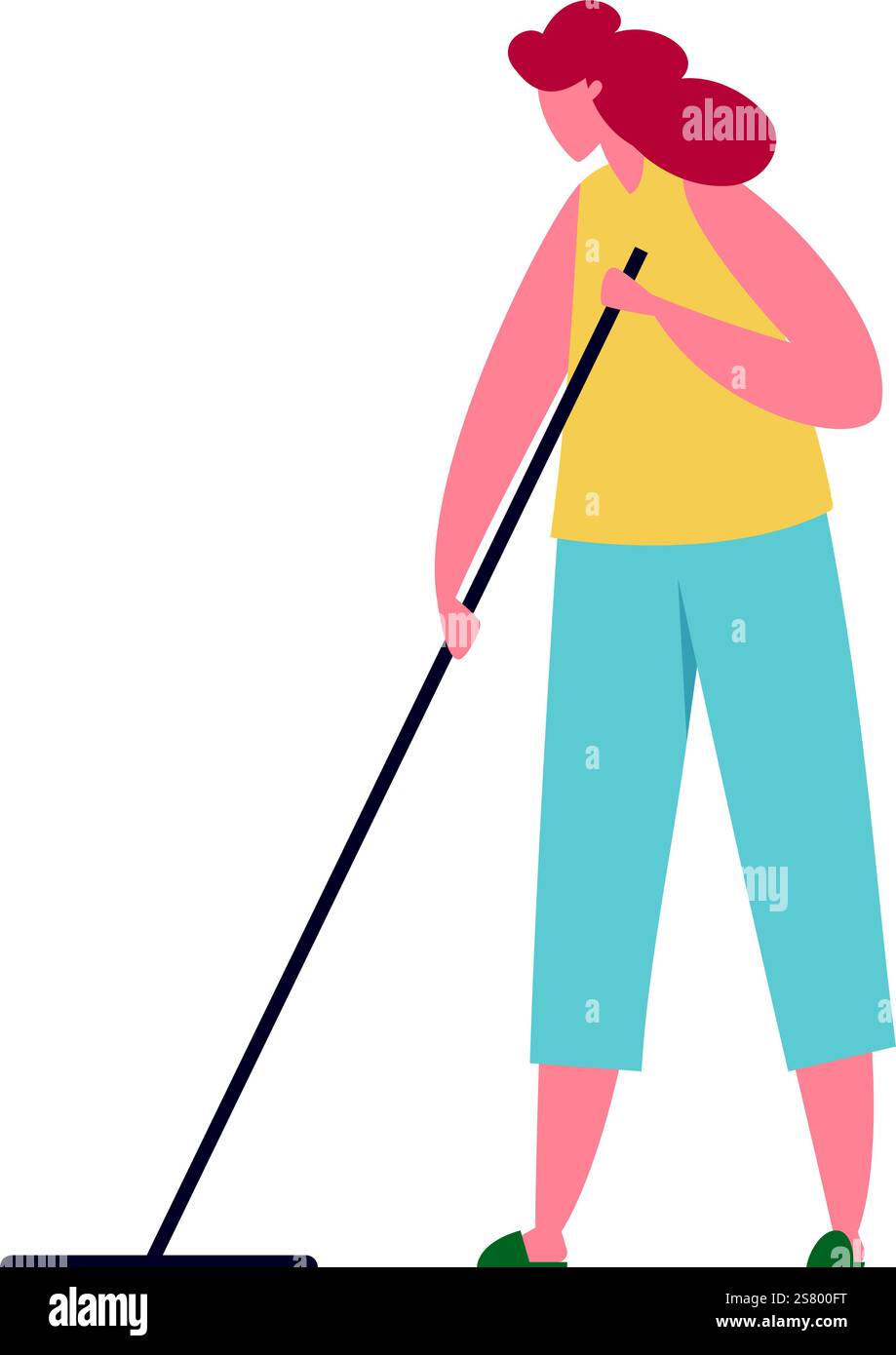 Donna di pulizia professionale che pulisce il pavimento indossando un abbigliamento casual, incarnando il concetto di servizio di pulizia con dedizione e attenzione all'igiene in un ambiente domestico Illustrazione Vettoriale Donna di pulizia professionale che pulisce il pavimento indossando un abbigliamento casual, incarnando il concetto di servizio di pulizia con dedizione e attenzione all'igiene in un ambiente domestico Illustrazione Vettoriale