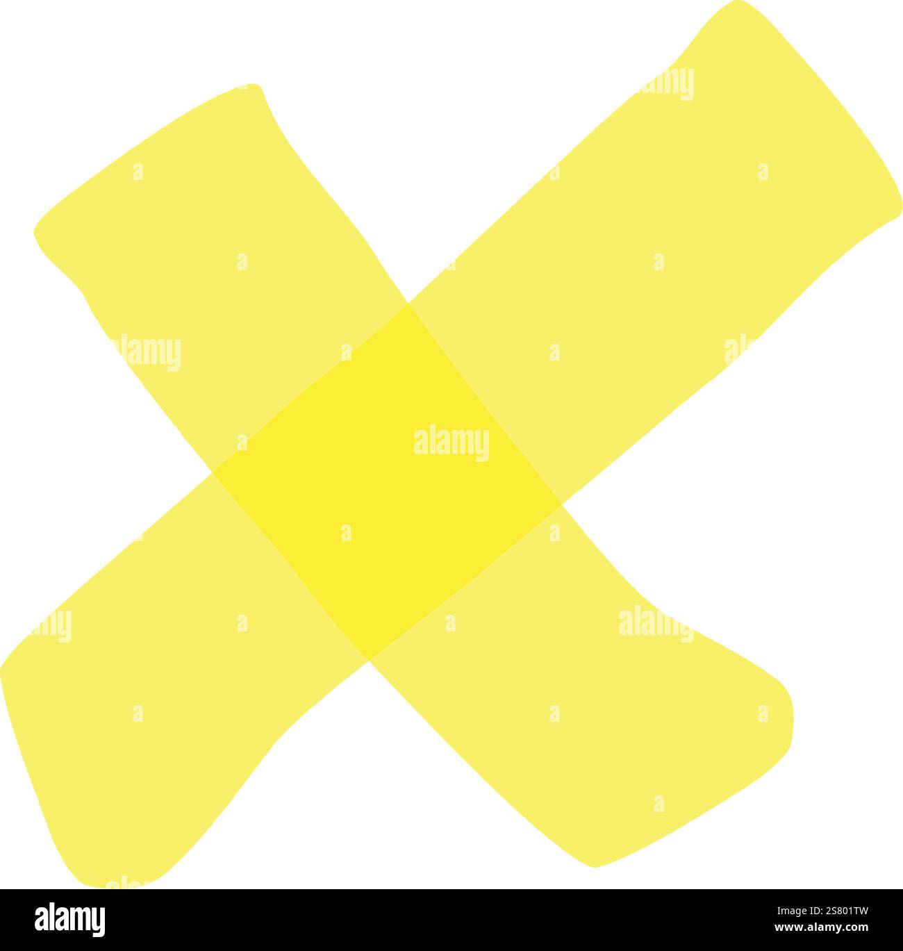 Croce gialla brillante che rappresenta concetti quali annullamento cultura, rifiuto, disapprovazione o disaccordo, creati con un'estetica audace e disegnata a mano Illustrazione Vettoriale