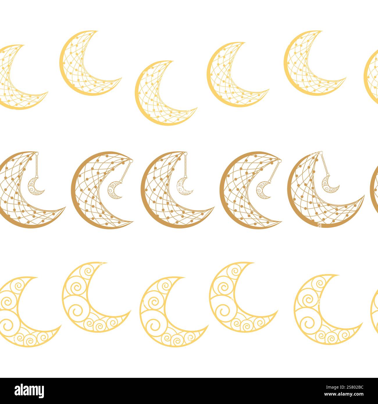 Bordo orizzontale, imposta magia e cielo senza cuciture, con elementi magici simboli del tema stregoneria Illustrazione Vettoriale