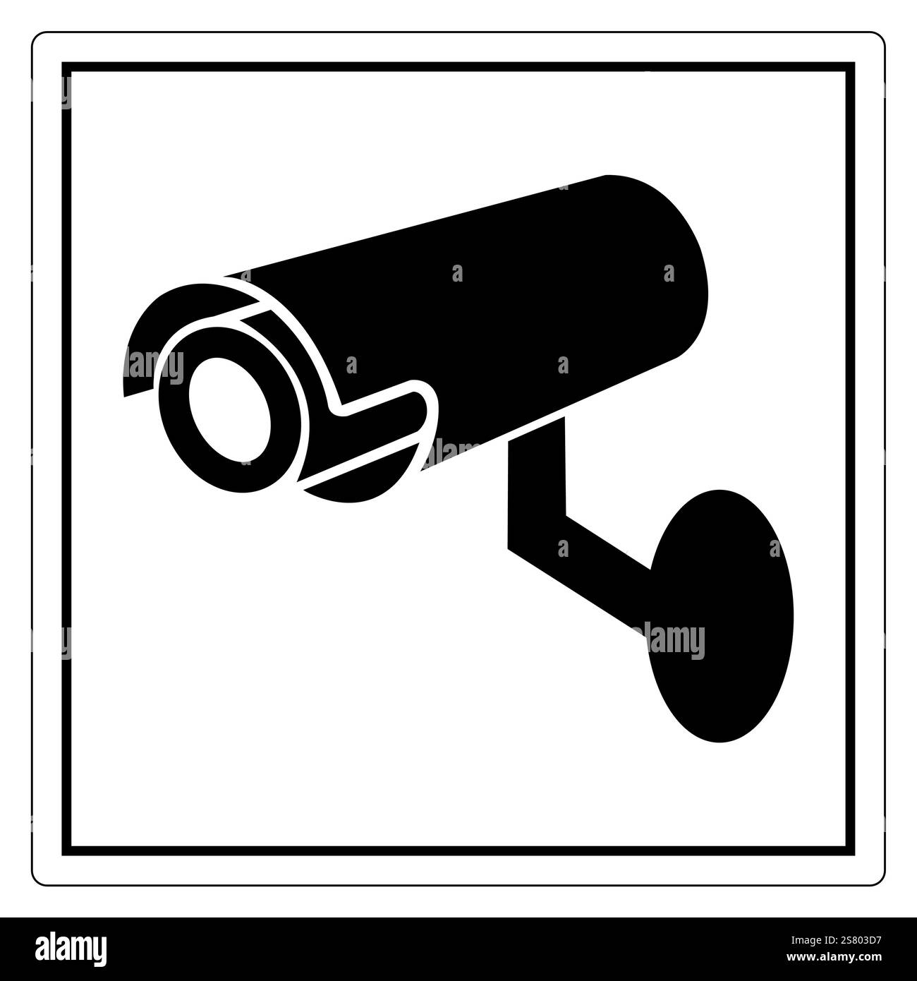 Icona della telecamera di sorveglianza in bianco e nero per le esigenze di sicurezza e monitoraggio in varie applicazioni Illustrazione Vettoriale