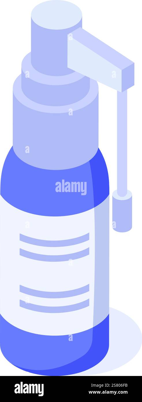 Flacone spray nasale progettato per alleviare allergie, raffreddori e infezioni sinusali, offrendo un efficace sollievo dalla congestione e promuovendo allo stesso tempo una maggiore facilità d'uso Illustrazione Vettoriale