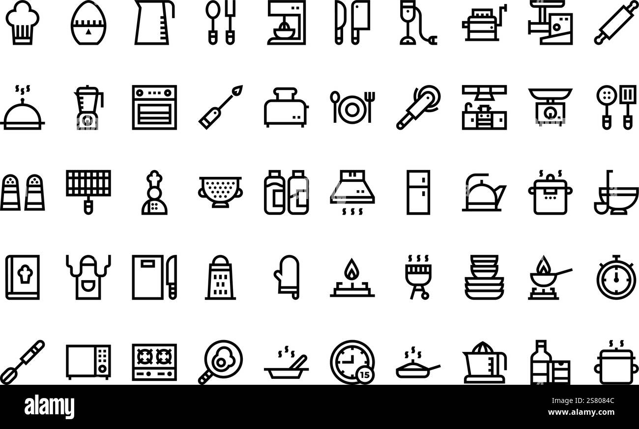 Raccolta di icone vettoriali di alta qualità con traccia modificabile. Ideale per progetti professionali e creativi. Illustrazione Vettoriale