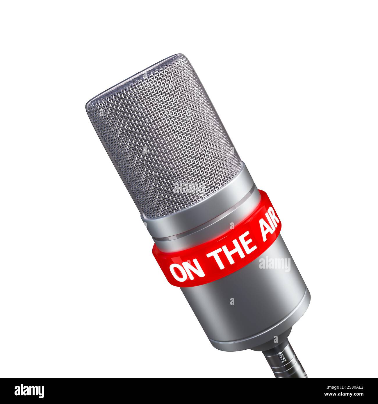 Microfono da studio su sfondo trasparente 3d. Foto Stock