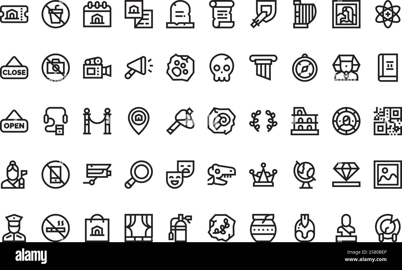 Raccolta di icone vettoriali di alta qualità con traccia modificabile. Ideale per progetti professionali e creativi. Illustrazione Vettoriale