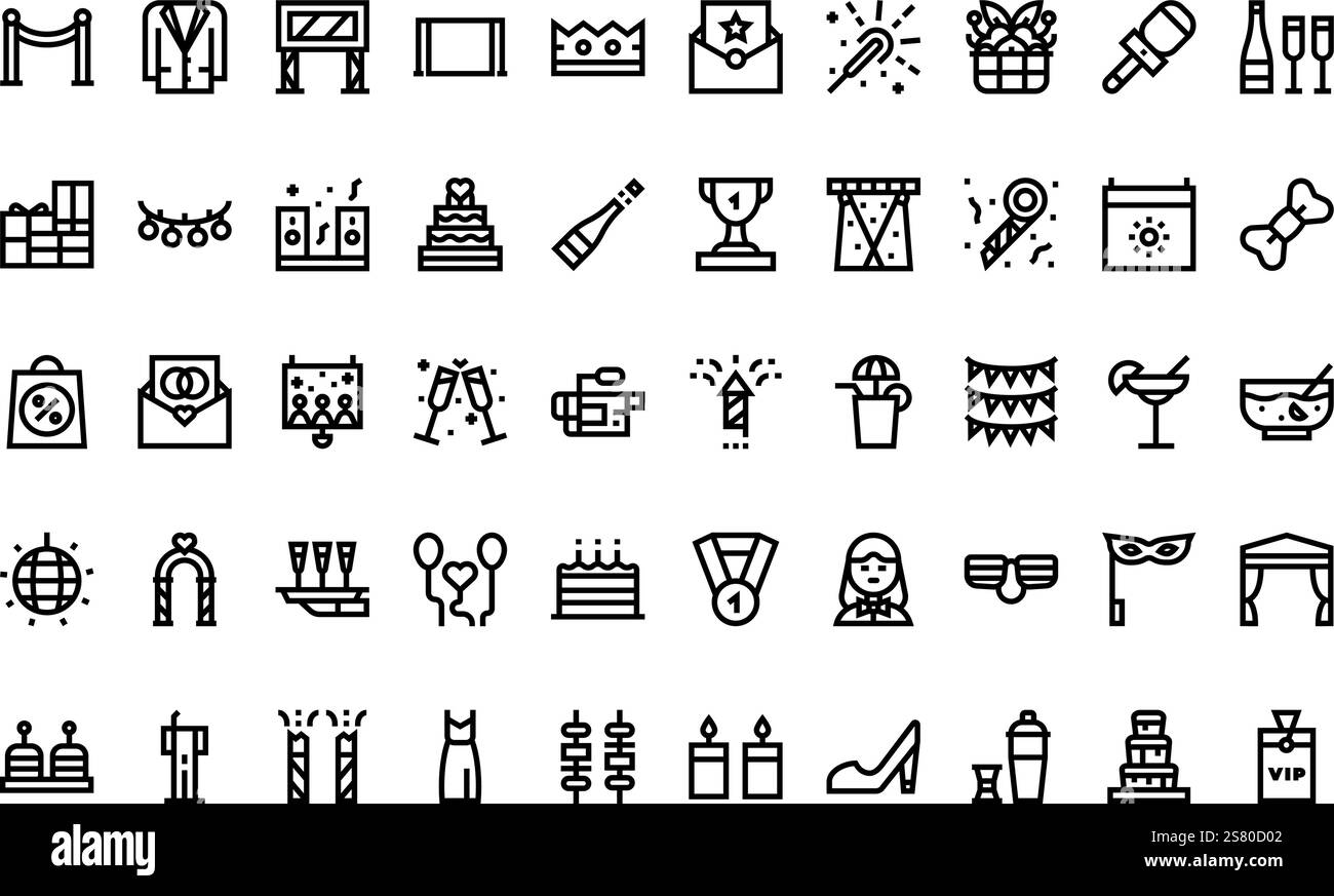 Raccolta di icone vettoriali di alta qualità con traccia modificabile. Ideale per progetti professionali e creativi. Illustrazione Vettoriale