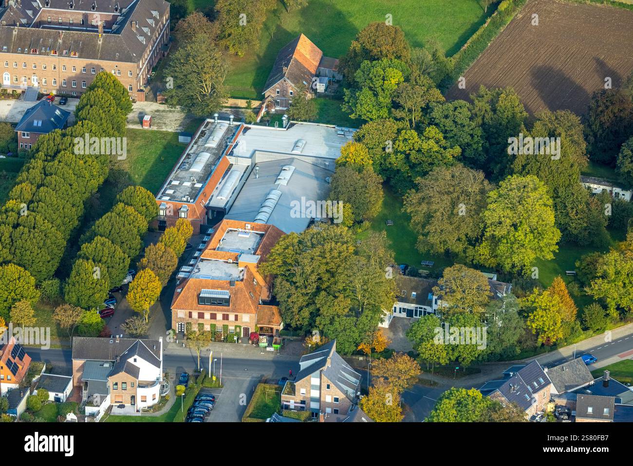 Foto aerea, Elten Footware Experts GmbH produttore di scarpe da lavoro, Uedem, bassa Renania, Renania settentrionale-Vestfalia, Germania Foto Stock