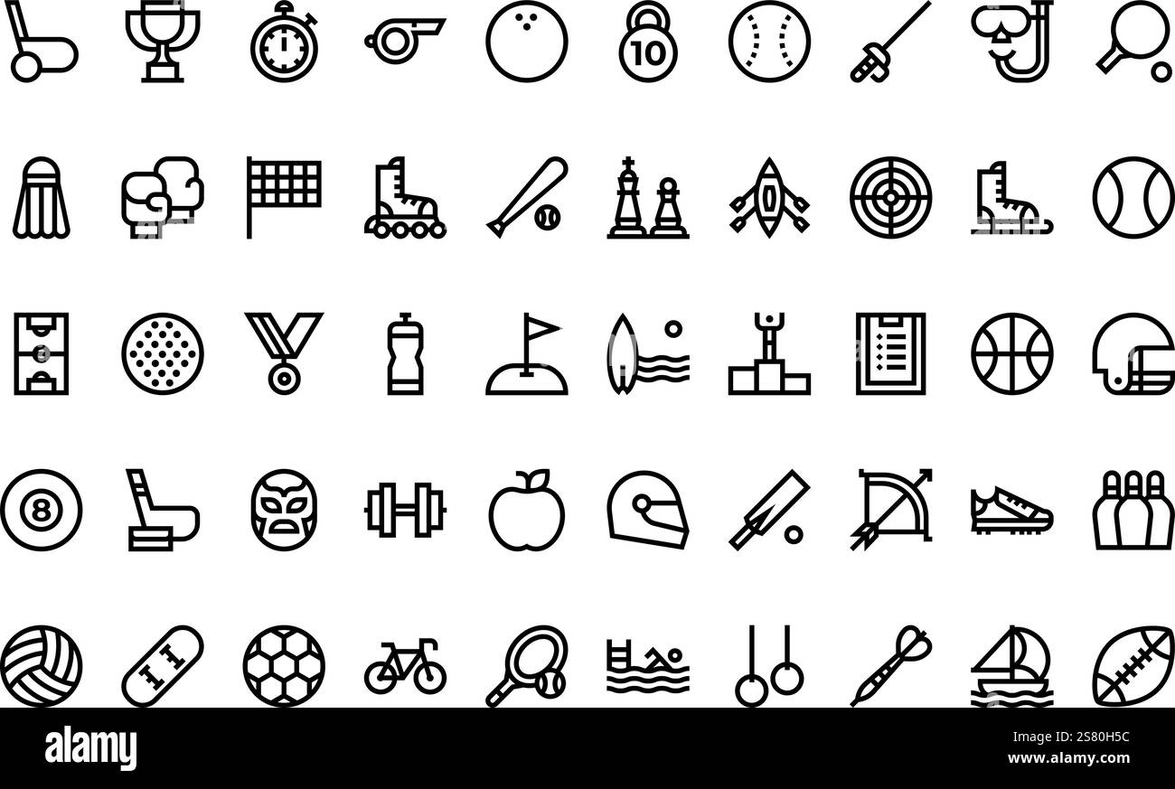 Raccolta di icone vettoriali di alta qualità con traccia modificabile. Ideale per progetti professionali e creativi. Illustrazione Vettoriale